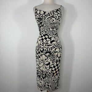 Vtg Y2K RUBY Floral Midi Slip Dress Sz S Cowl Neck Spagetty Strap Made in USA